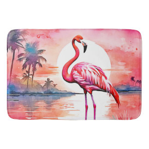 Pink Flamingo Sunset Bath Mat