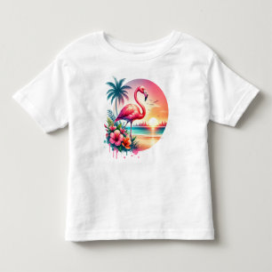 Pink Flamingo Sunset Clipart Toddler T-Shirt