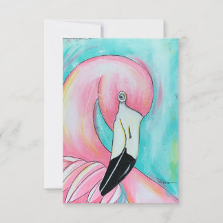 Pink flamingo thank you card