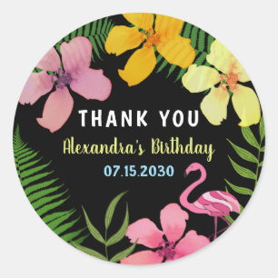 Pink Flamingo Thank You Classic Round Sticker