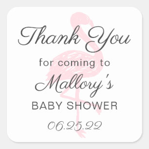 Pink Flamingo Thank you favour sticker