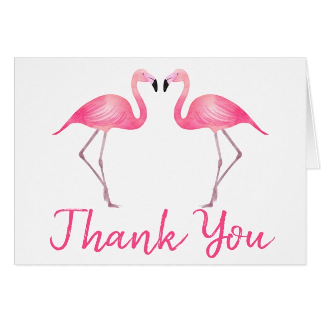 Pink Flamingo Thank You Tropical Wedding Beach (Front Horizontal)