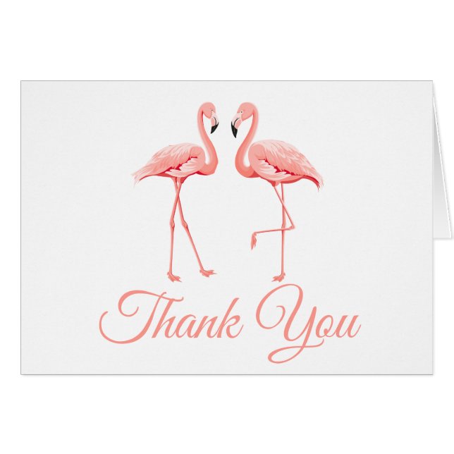 Pink Flamingo Thank You Tropical Wedding Beach (Front Horizontal)