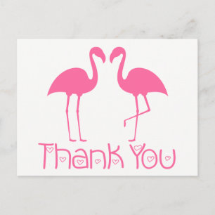 Pink Flamingo Thank You Tropical Wedding Beach Postcard