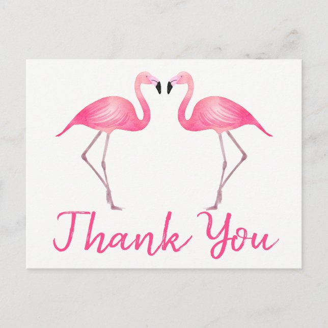 Pink Flamingo Thank You Tropical Wedding Summer Postcard (Front)