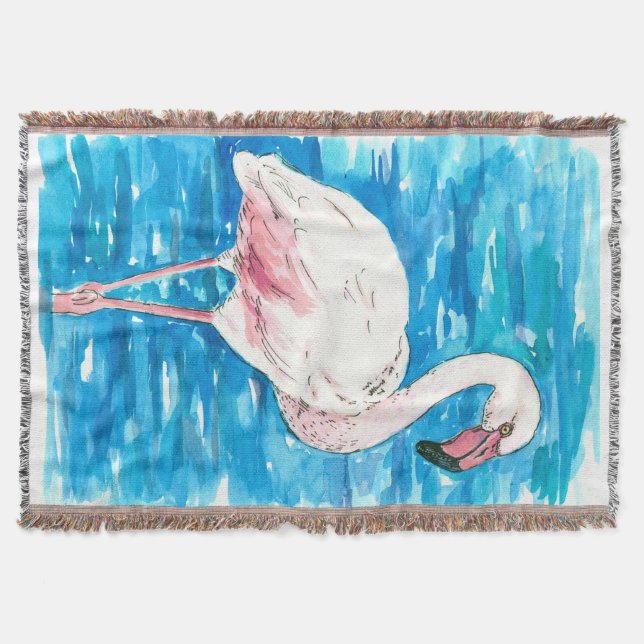Pink flamingo throw blanket (Front)