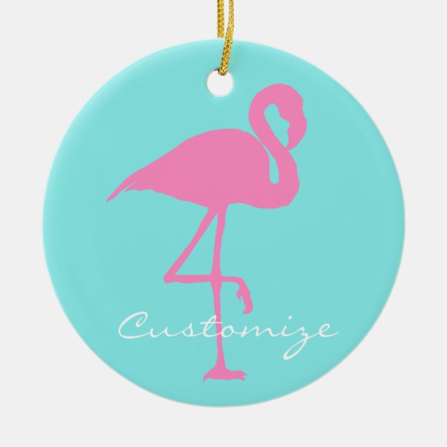 Pink Flamingo Thunder_Cove Ceramic Tree Decoration (Front)