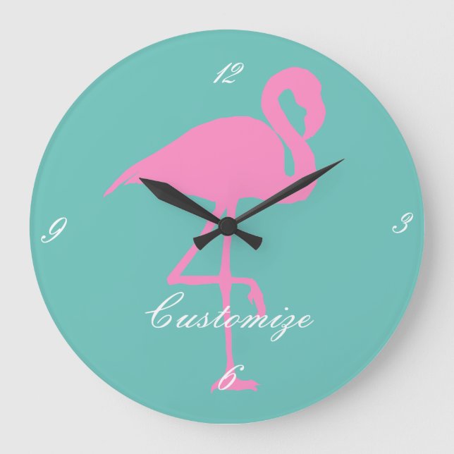 Pink Flamingo Thunder_Cove Large Clock (Front)