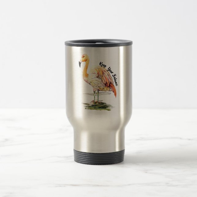 Pink Flamingo  Travel Mug (Center)