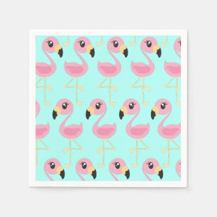 Pink Flamingo Tropical 1st Birthday Party Napkins