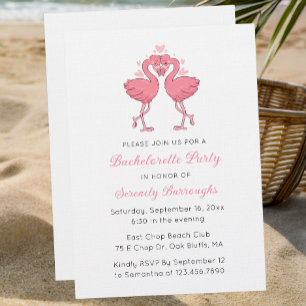 Pink Flamingo Tropical Beach Bachelorette Party Invitation