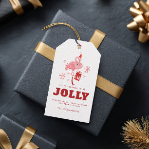 Pink Flamingo Tropical Beach Christmas Gift Tags