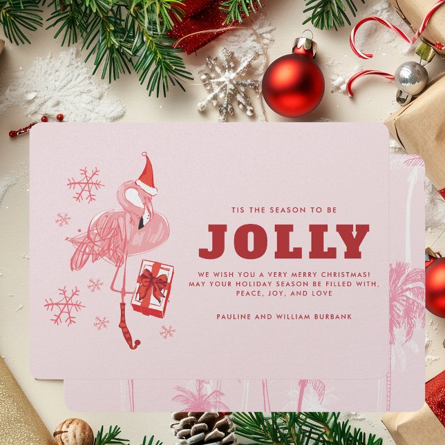 Pink Flamingo Tropical Beach Christmas Holiday Card (Pink Flamingo Tropical Beach Christmas Holiday Card)