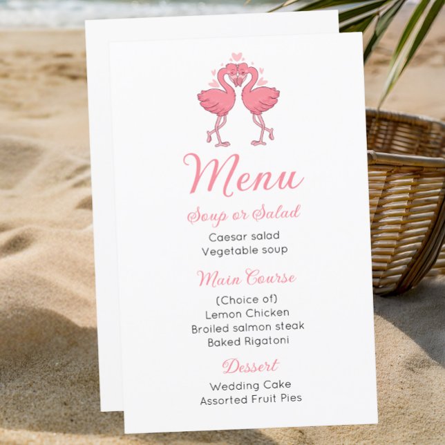 Pink Flamingo Tropical Beach Hawaiian Wedding Menu (Creator Uploaded)