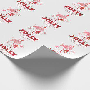 Pink Flamingo Tropical Beach Jolly Festive Wrapping Paper
