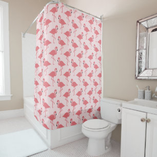 Pink Flamingo Tropical Bird Pattern Shower Curtain