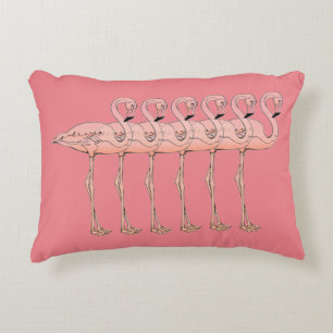 Pink Flamingo Tropical Birds on Parade Decorative Cushion