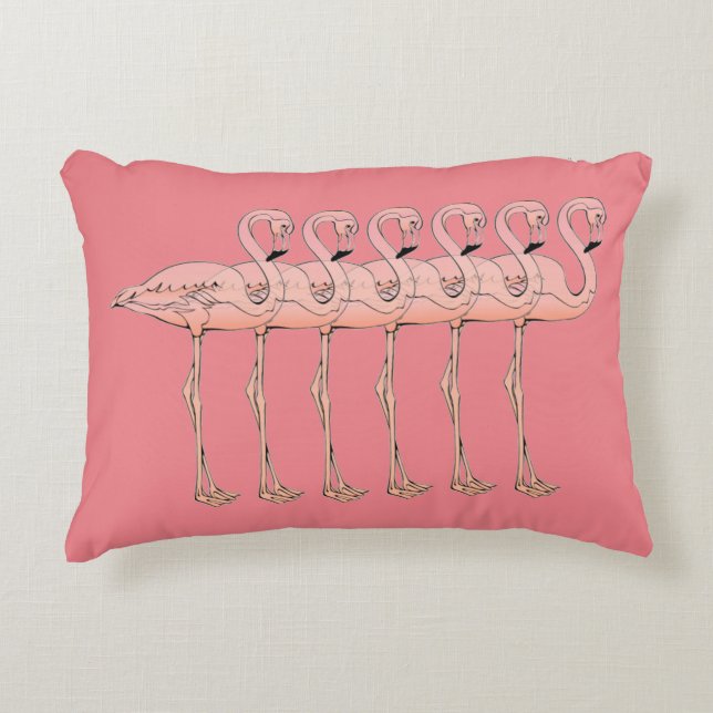 Pink Flamingo Tropical Birds on Parade Decorative Cushion (Front)