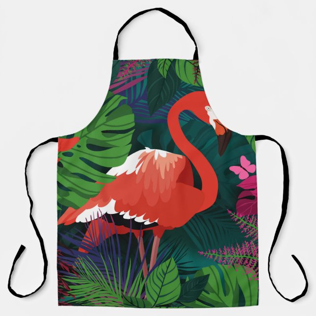 Pink Flamingo: Tropical Butterfly Harmony. Apron (Front)