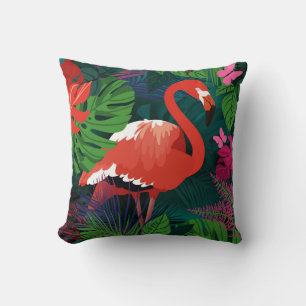 Pink Flamingo: Tropical Butterfly Harmony. Cushion