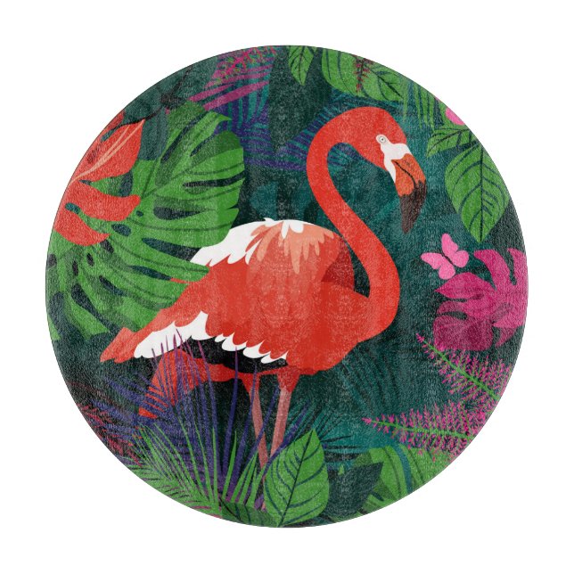 Pink Flamingo: Tropical Butterfly Harmony. Cutting Board (Front)