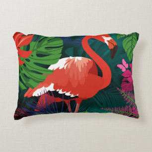 Pink Flamingo: Tropical Butterfly Harmony. Decorative Cushion