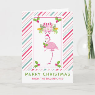 Pink Flamingo Tropical Christmas Card