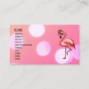 Pink Flamingo Tropical Christmas Holiday Business Card