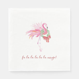 Pink Flamingo Tropical Christmas Napkin