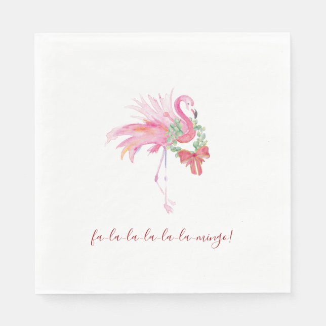 Pink Flamingo Tropical Christmas Napkin (Front)