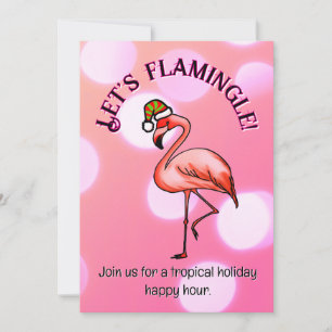 Pink Flamingo Tropical Christmas Party  Invitation