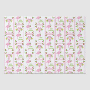 Pink Flamingo Tropical Christmas Pattern Tissue Paper