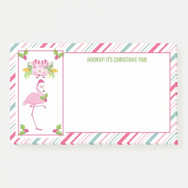 Pink Flamingo Tropical Christmas Post-it Notes (Front)