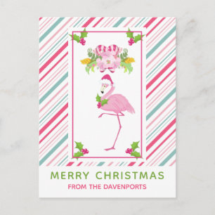 Pink Flamingo Tropical Christmas Postcard