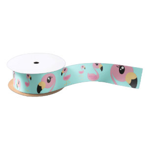 Pink Flamingo Tropical Cute Animal Ribbon Satin Ribbon