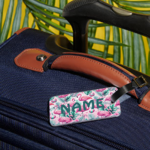 Pink Flamingo Tropical Design Luggage Tag