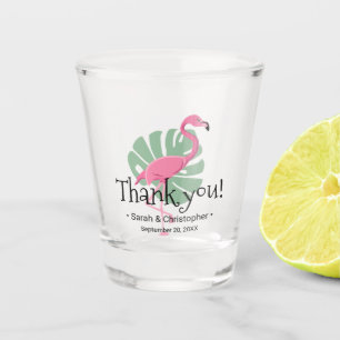 Pink Flamingo Tropical Destination Custom Wedding Shot Glass