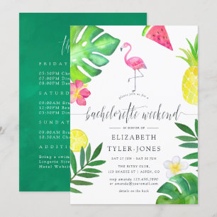 Pink Flamingo Tropical Exotic Bachelorette Weekend Invitation