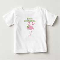 Pink Flamingo Tropical First Christmas