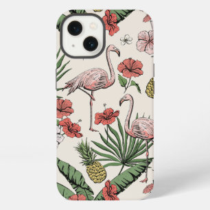 Pink Flamingo Tropical Floral iPhone 13 Case