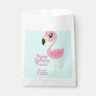 Pink Flamingo Tropical Girl 1st Birthday Party Favour Bags