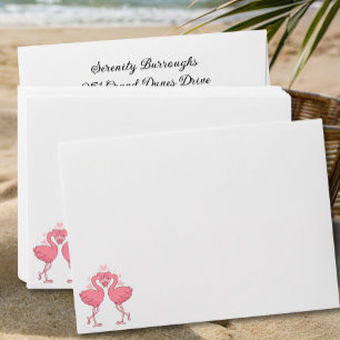 Pink Flamingo Tropical Hawaiian Beach Wedding Envelope