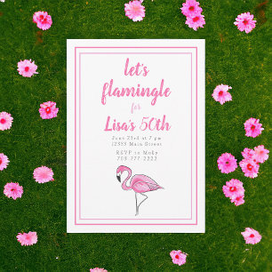 Pink Flamingo Tropical Let's Flamingle Birthday  Invitation