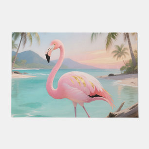 Pink Flamingo Tropical Paradise Doormat