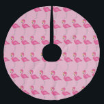 Pink Flamingo Tropical Paradise Island Bird Brushed Polyester Tree Skirt<br><div class="desc">Featuring an original illustration of a pink flamingo bird on a pink background, this tree skirt is perfect for creating unique holiday decor in your home! This design is also available on other products. Don't see what you're looking for? Need help with customisation? Contact Rebecca to have something designed just...</div>
