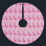 Pink Flamingo Tropical Paradise Island Bird Brushed Polyester Tree Skirt<br><div class="desc">Featuring an original illustration of a pink flamingo bird on a pink background, this tree skirt is perfect for creating unique holiday decor in your home! This design is also available on other products. Don't see what you're looking for? Need help with customisation? Contact Rebecca to have something designed just...</div>
