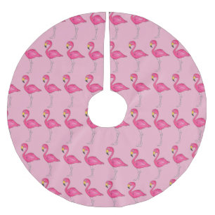 Pink Flamingo Tropical Paradise Island Bird Brushed Polyester Tree Skirt