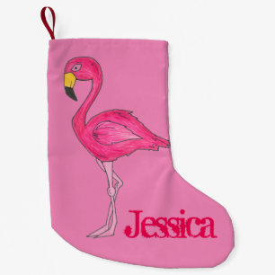 Pink Flamingo Tropical Paradise Island Bird Small Christmas Stocking