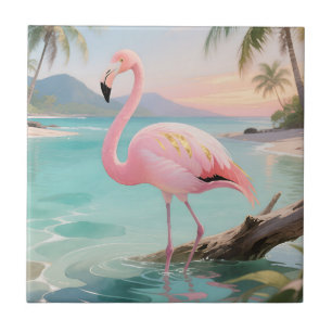 Pink Flamingo Tropical Paradise Tile