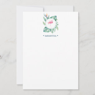 Pink Flamingo Tropical Personalised Stationery Card